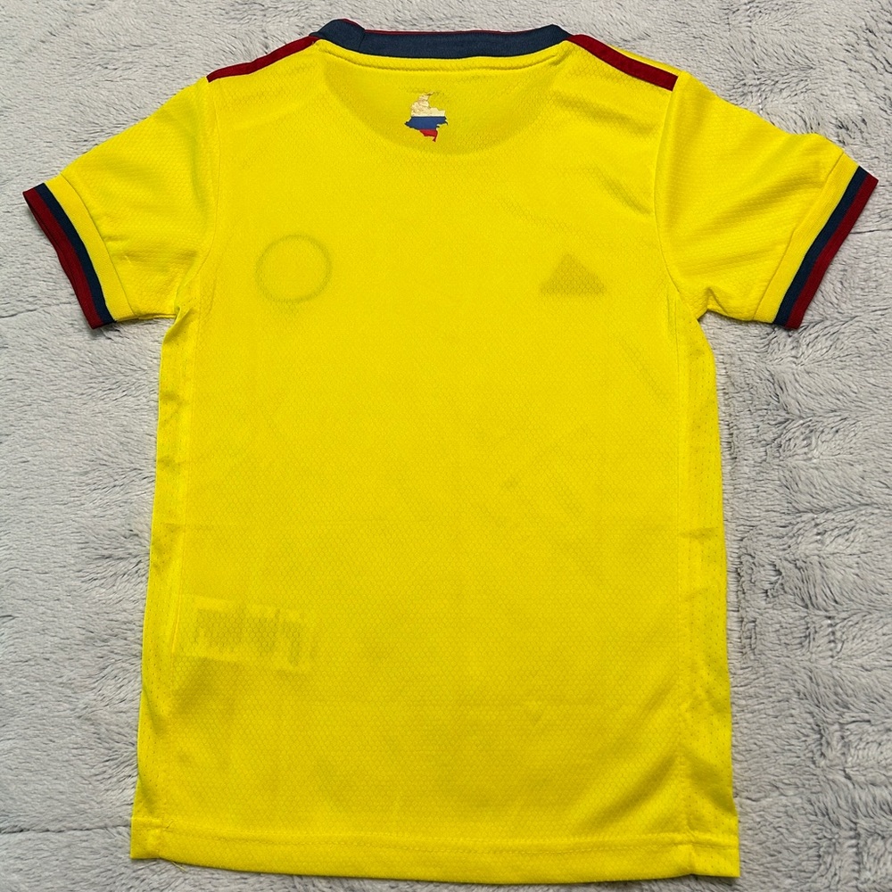 adidas Yellow Colombia Kids Soccer Jersey with Red and Blue Trim - Picture 4 of 16